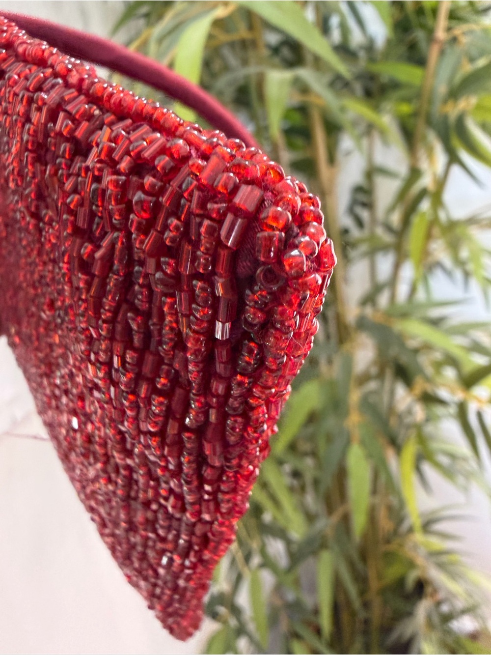 Vintage Red Hand Beaded Evening Bag - Picture 4 of 5